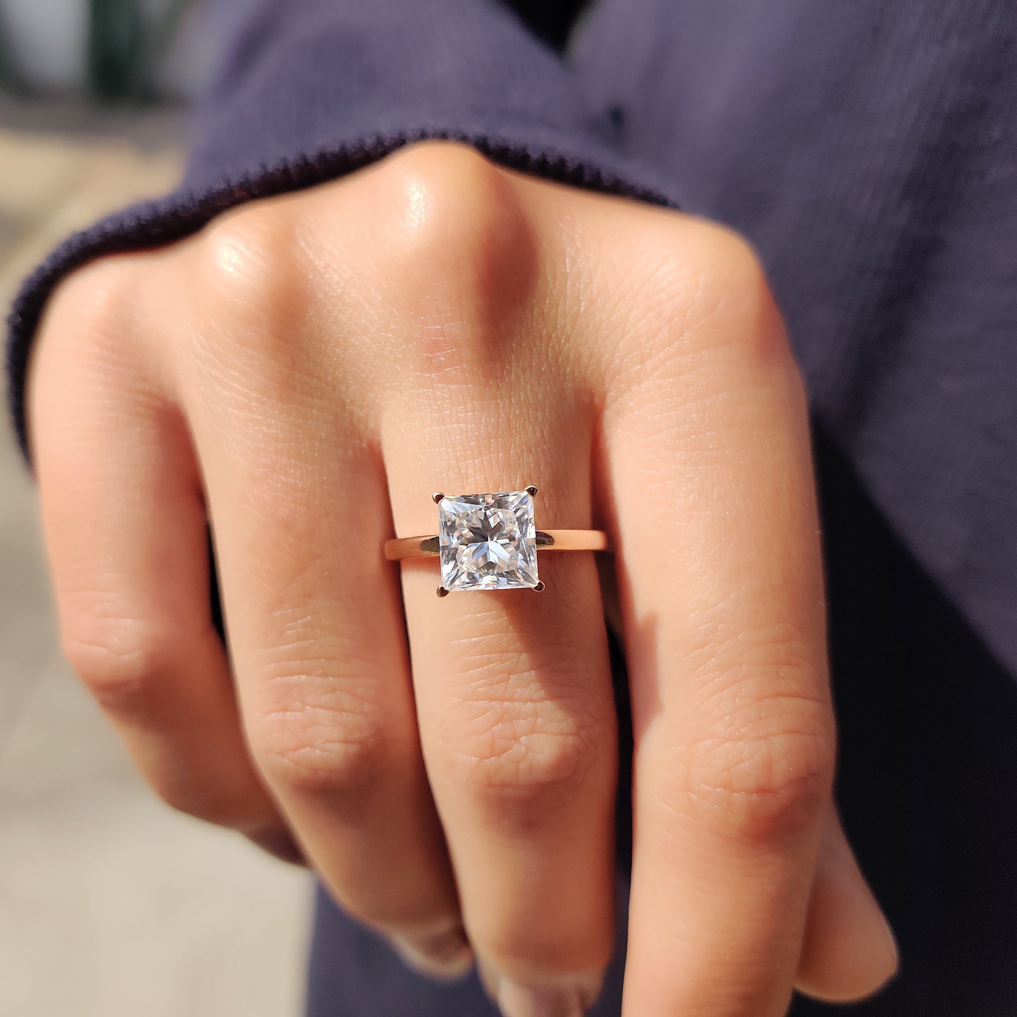 Princess Cut Engagement Ring In Solitaire Setting Main image