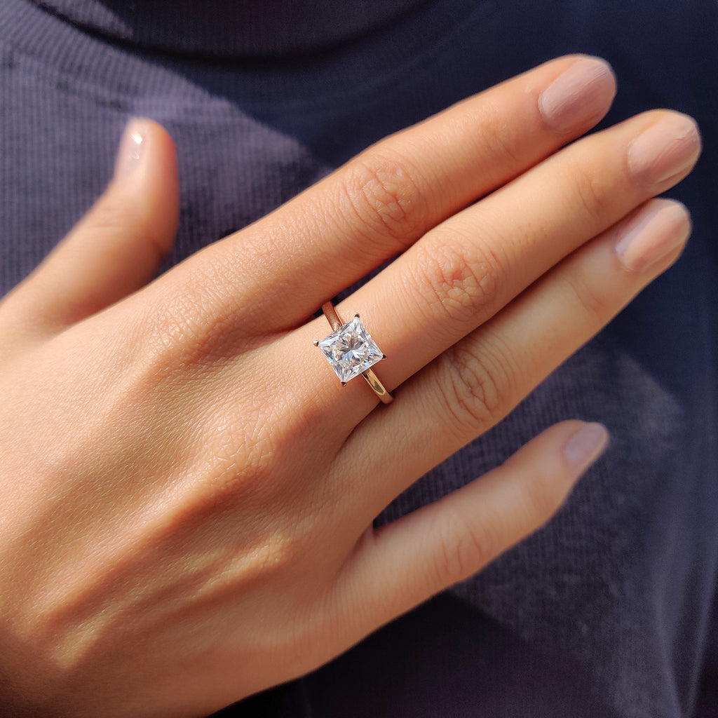 Princess Cut Engagement Ring In Solitaire Setting