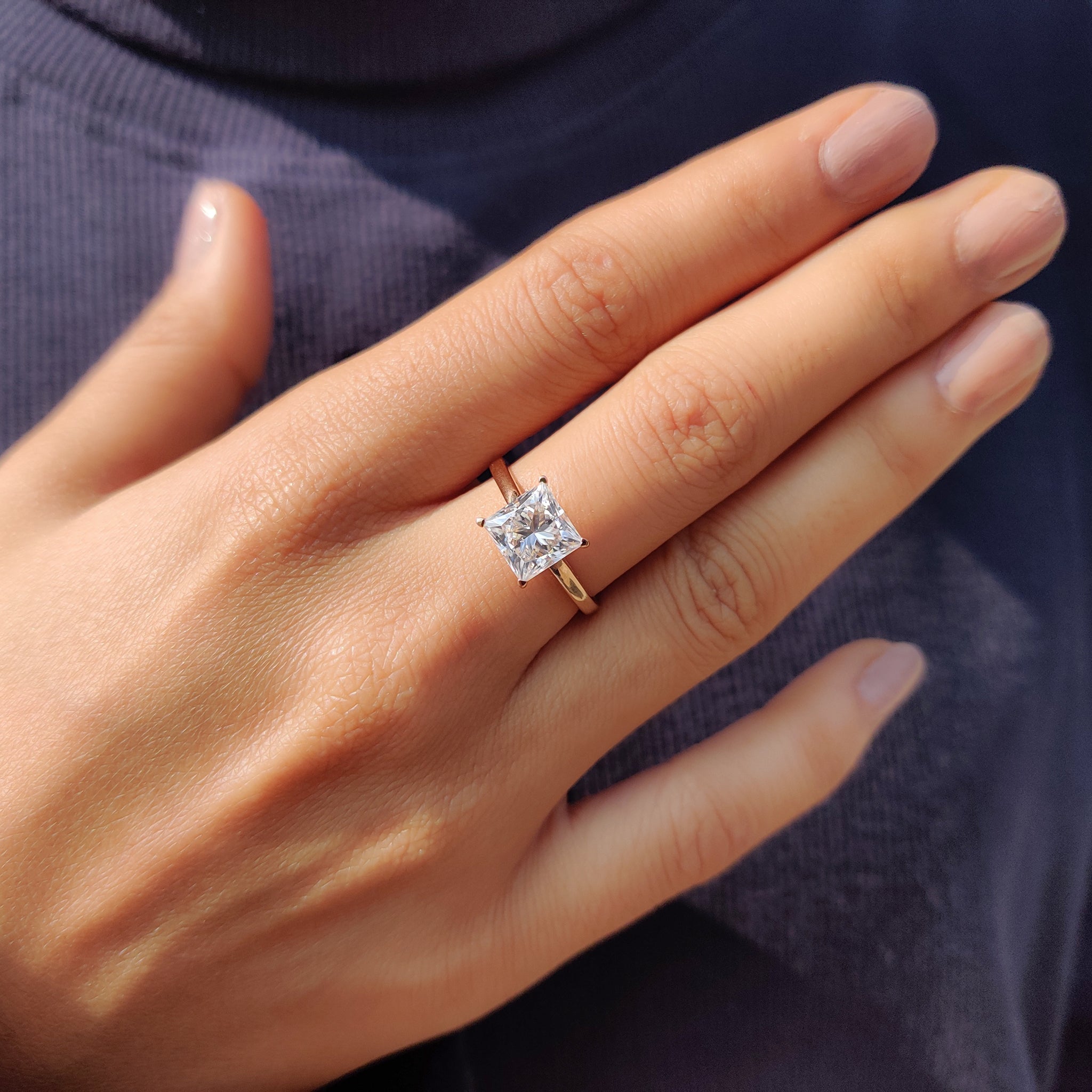 Princess Cut Engagement Ring In Solitaire Setting