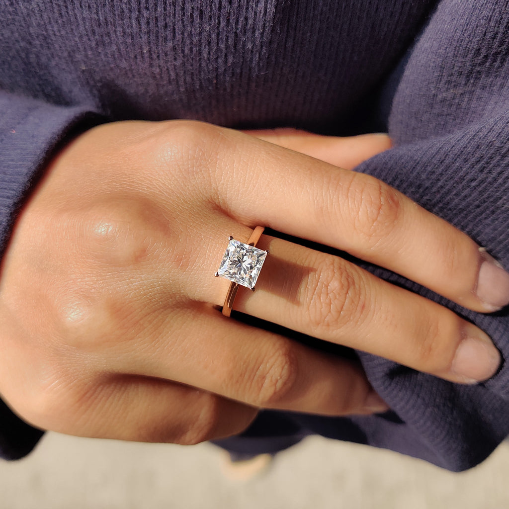 Princess Cut Engagement Ring In Solitaire Setting