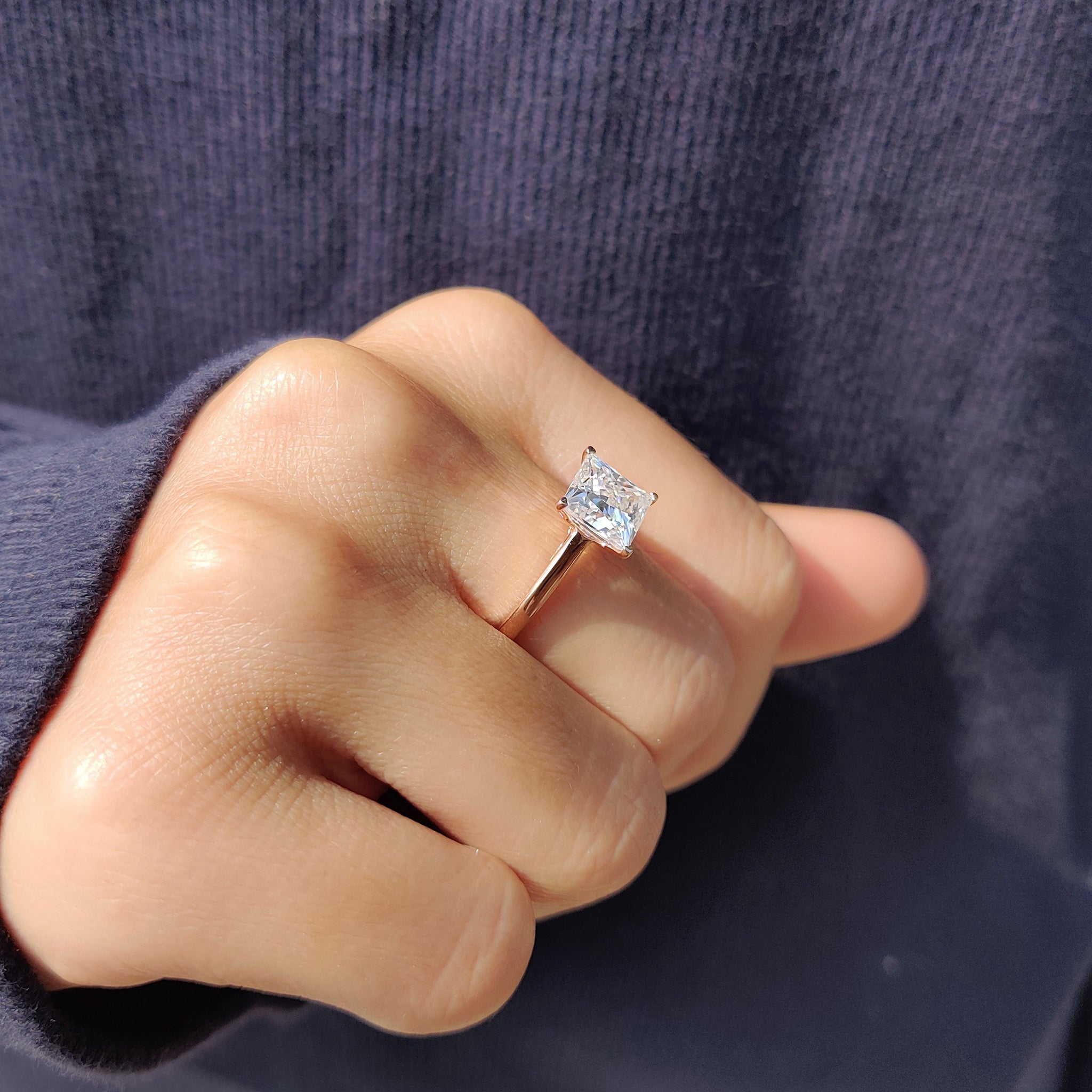 Princess Cut Engagement Ring In Solitaire Setting