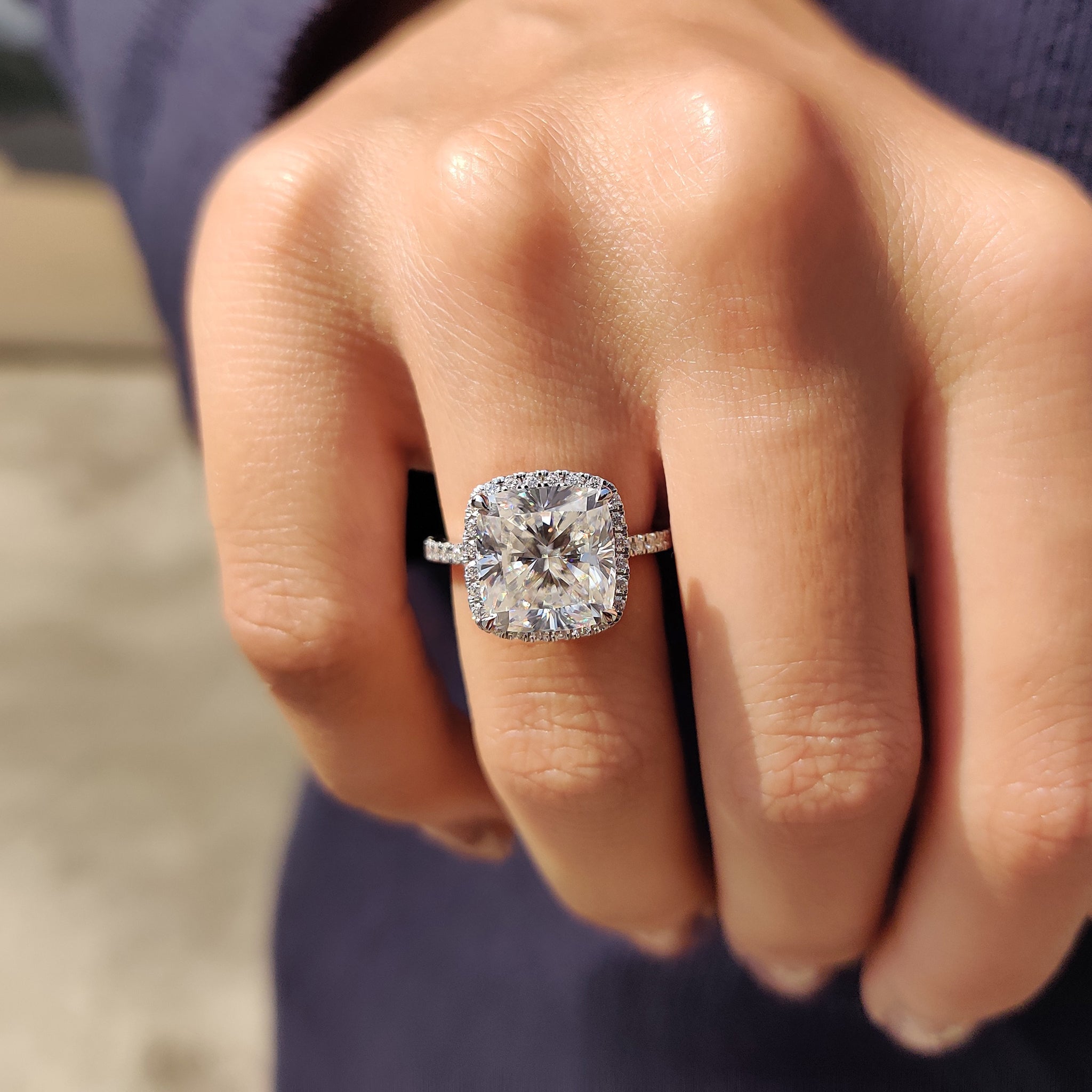Cushion Cut Engagement Ring In Halo Style Main image