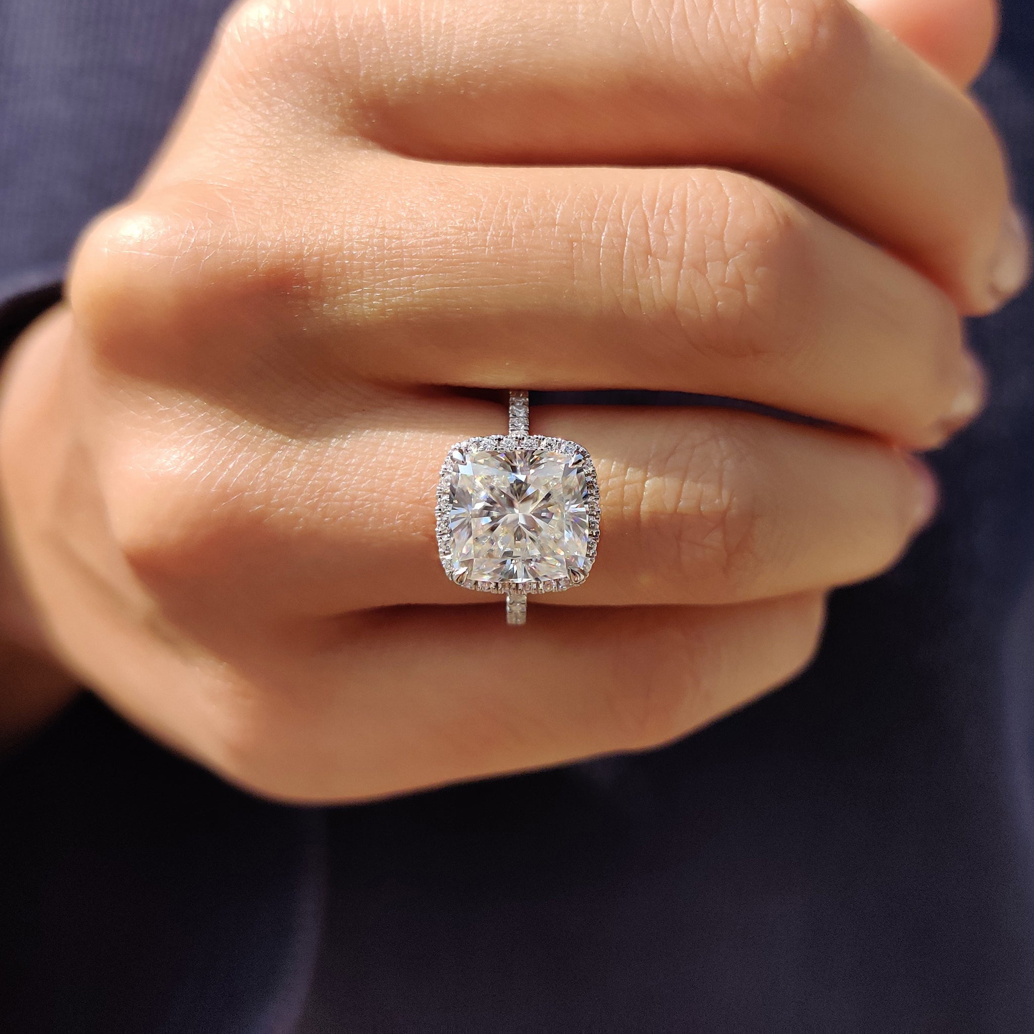 Cushion Cut Engagement Ring In Halo Style