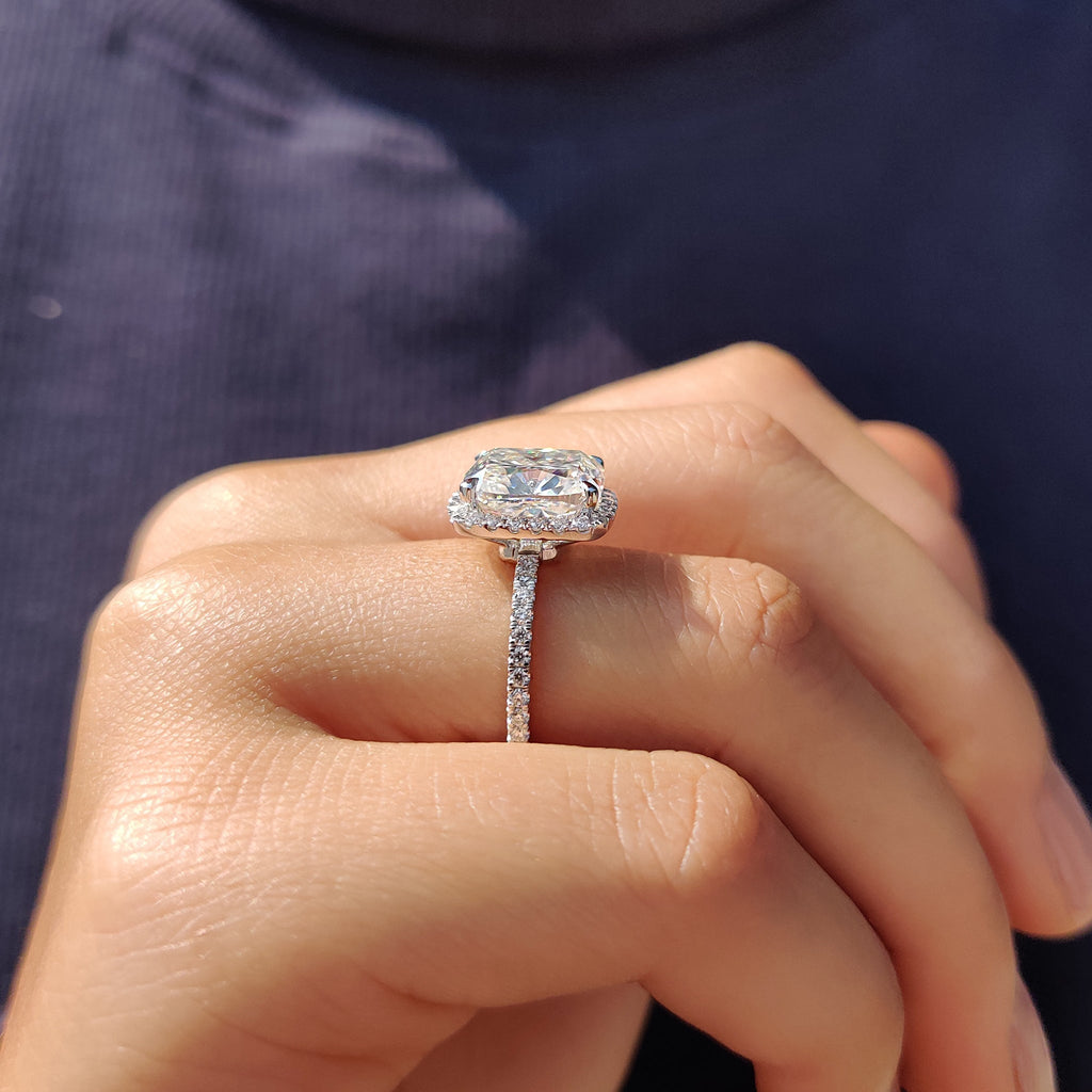Cushion Cut Engagement Ring In Halo Style