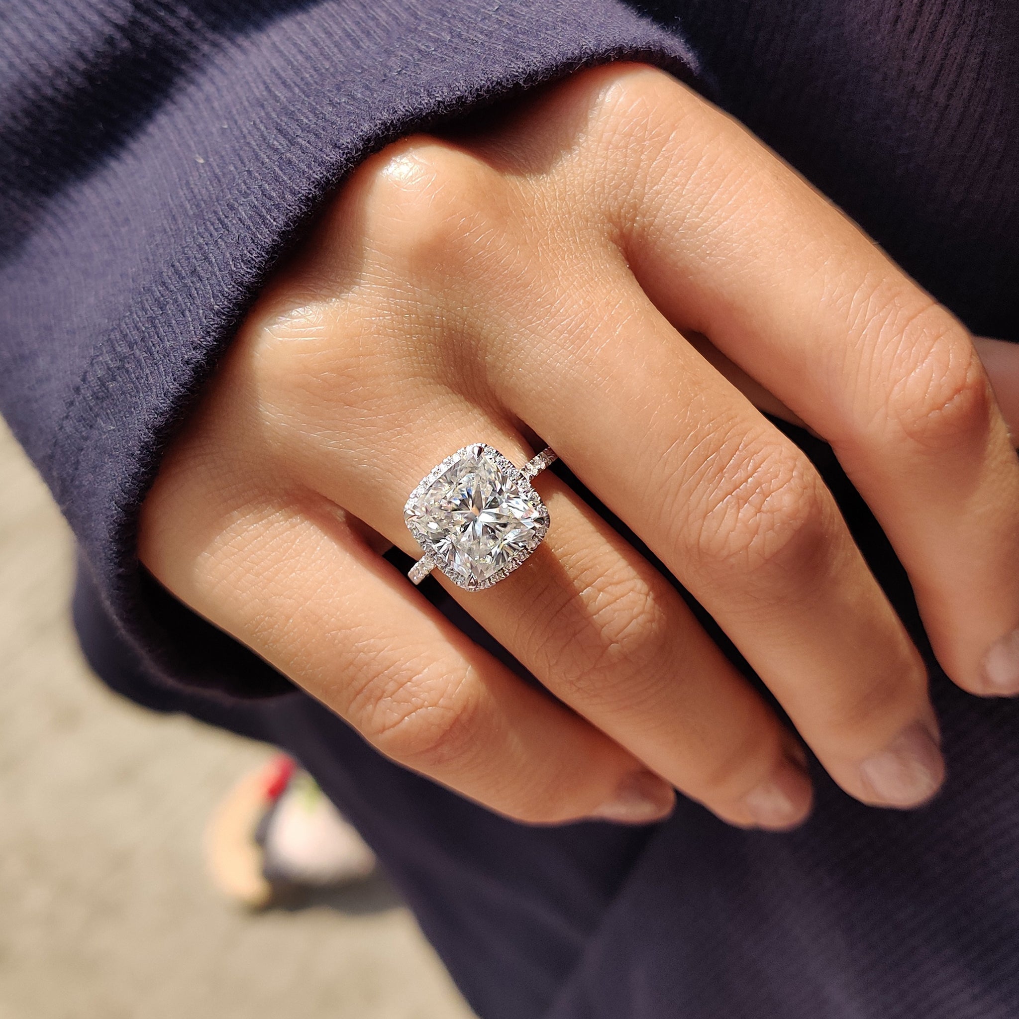 Cushion Cut Engagement Ring In Halo Style