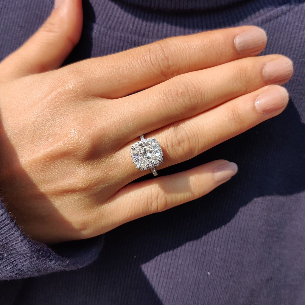 Cushion Cut Engagement Ring In Halo Style