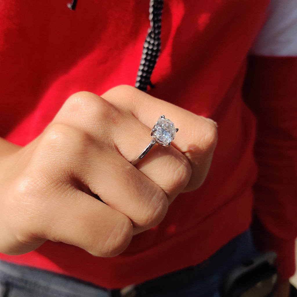 Oval Shaped Diamond Ring In East West Style