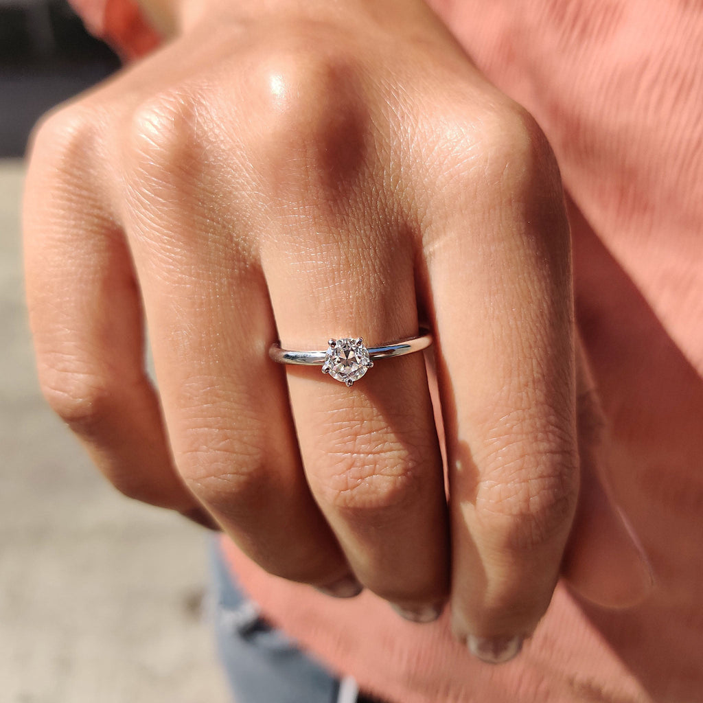 Round Old European Cut Solitaire Engagement Ring