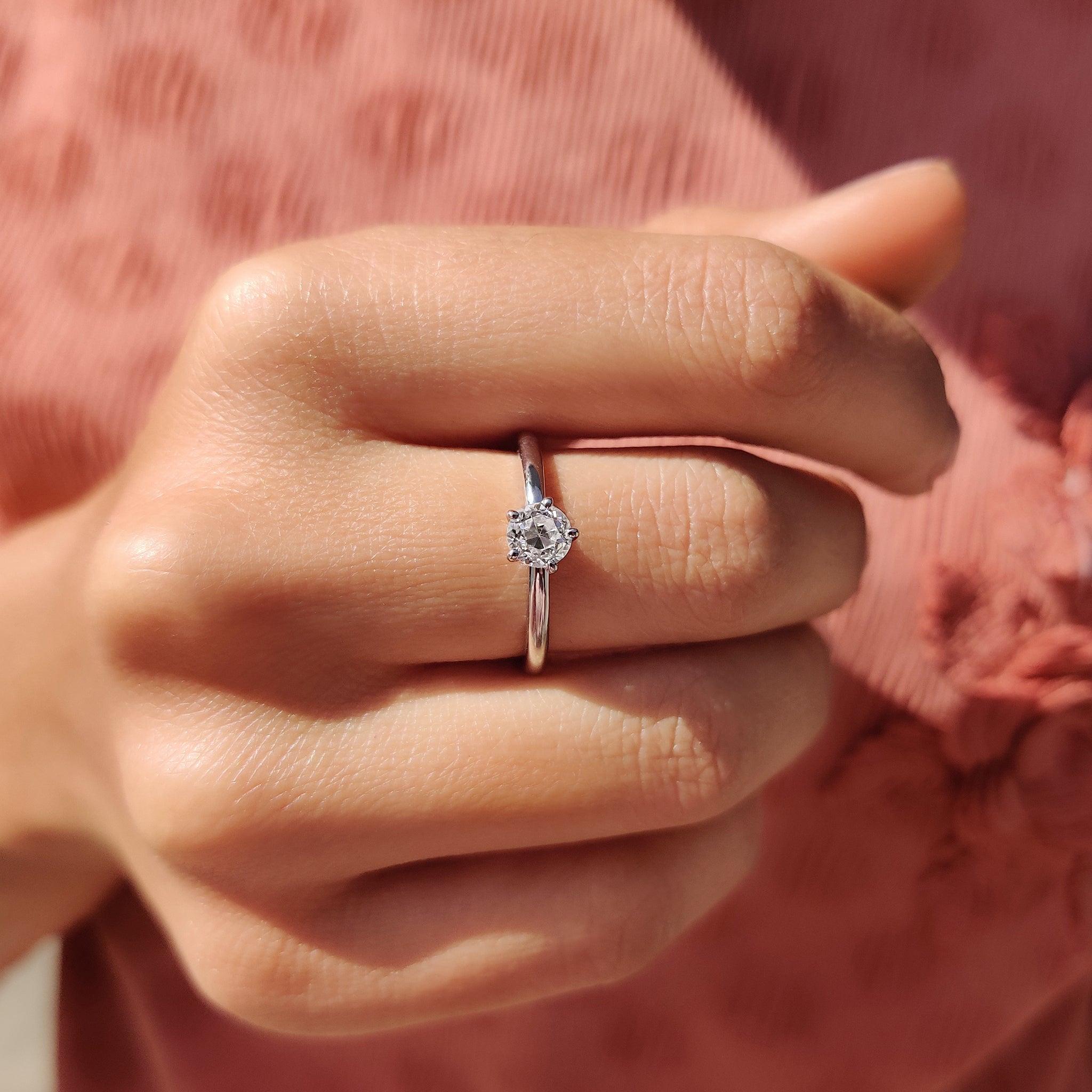 Round Old European Cut Solitaire Engagement Ring