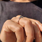 7 Stone Engagement Ring In Cyan Blue Round Rose Cut