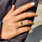 7 Stone Engagement Ring In Cyan Blue Round Rose Cut
