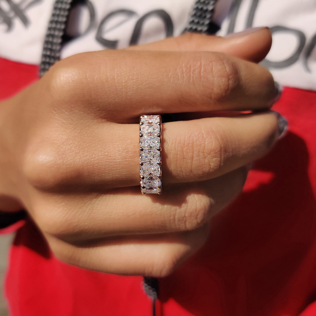 Rose Gold Radiant Cut Eternity Band