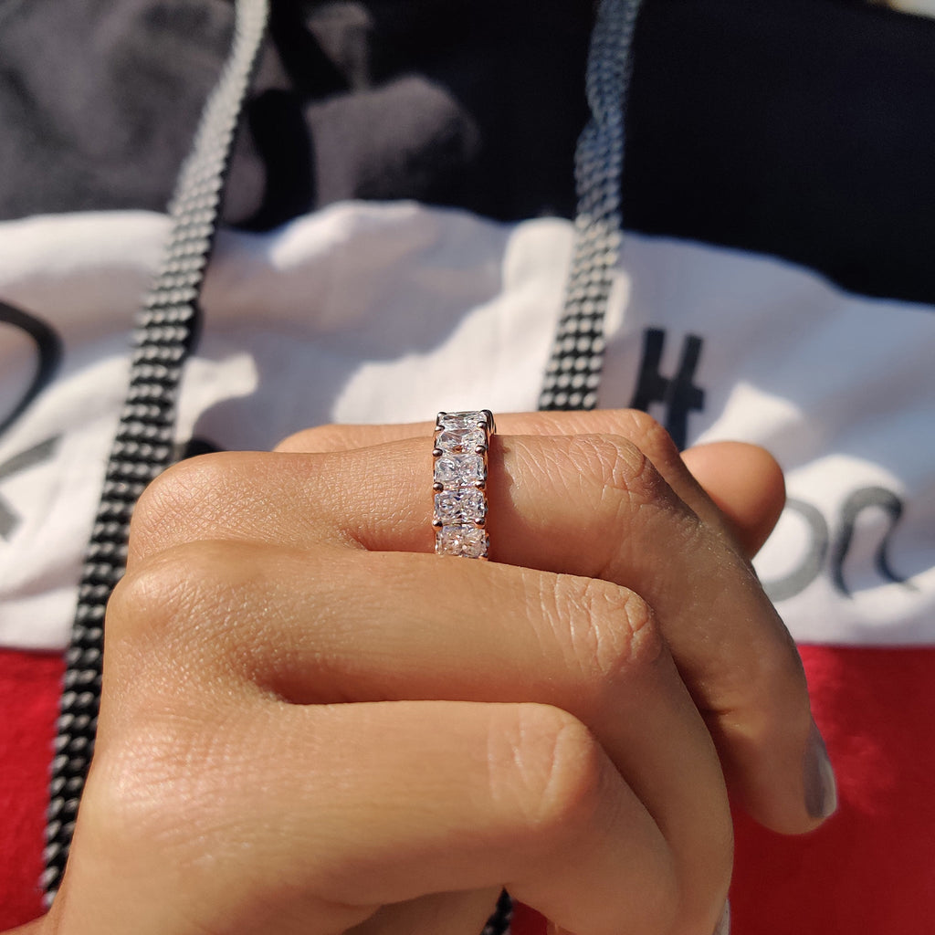 Rose Gold Radiant Cut Eternity Band