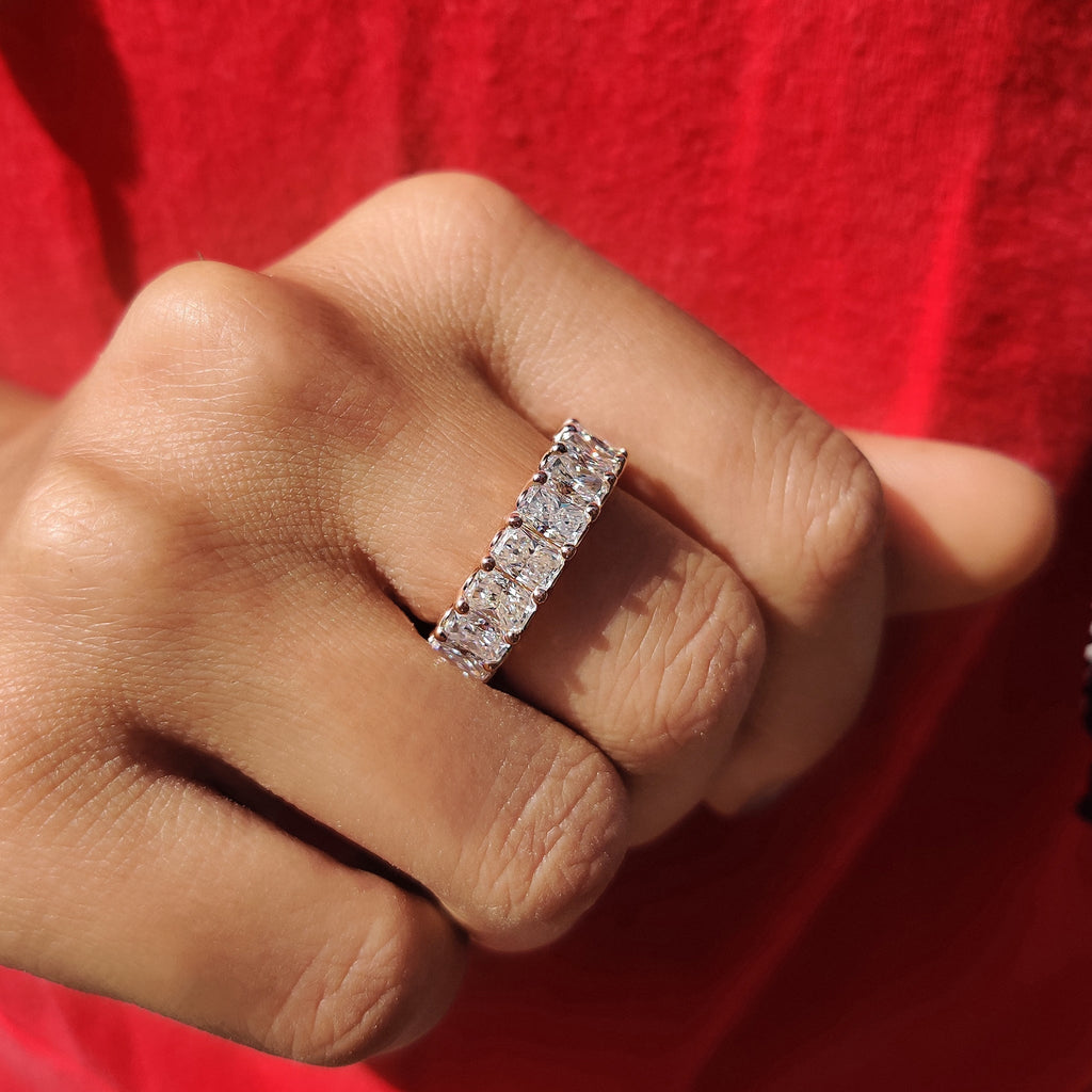Rose Gold Radiant Cut Eternity Band