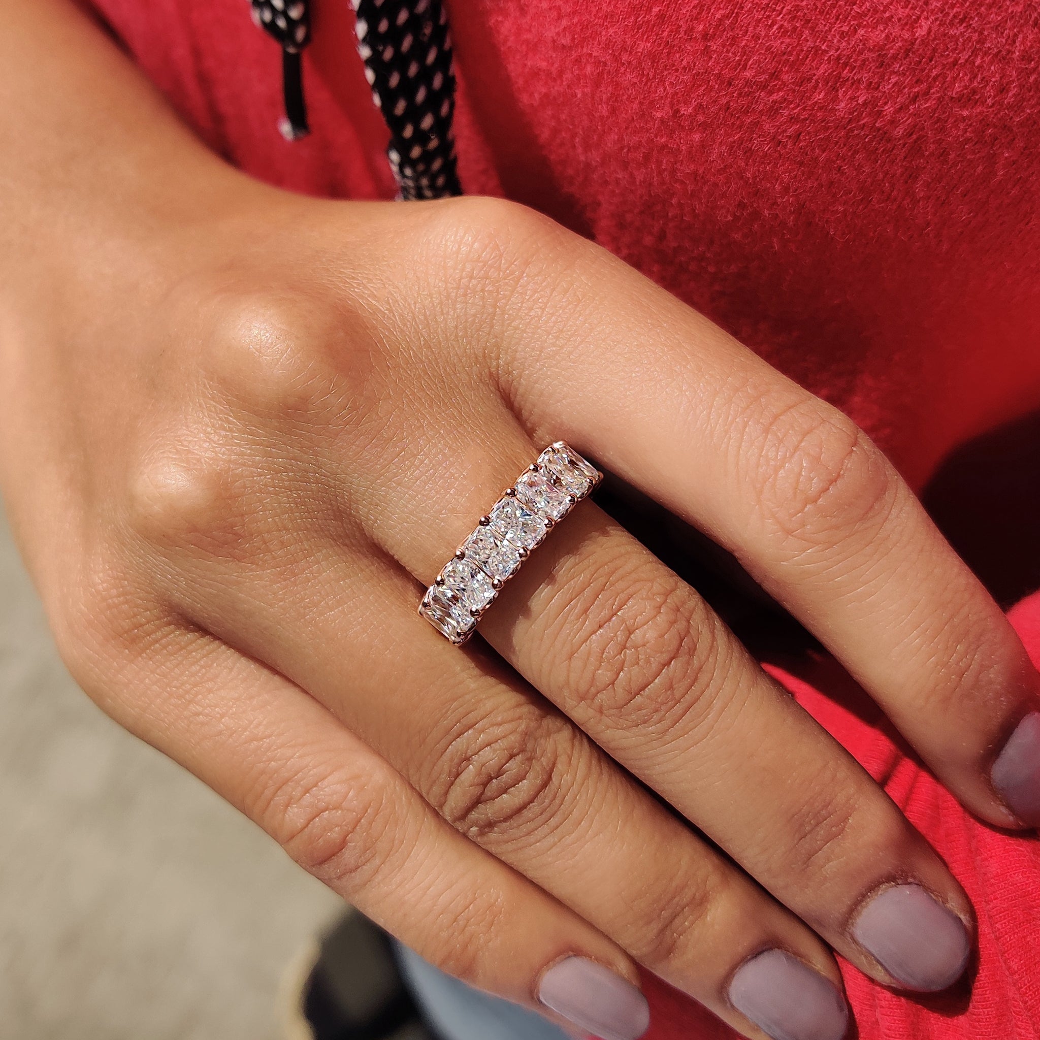 Radiant Cut Wedding Band - Full Eternity Setting