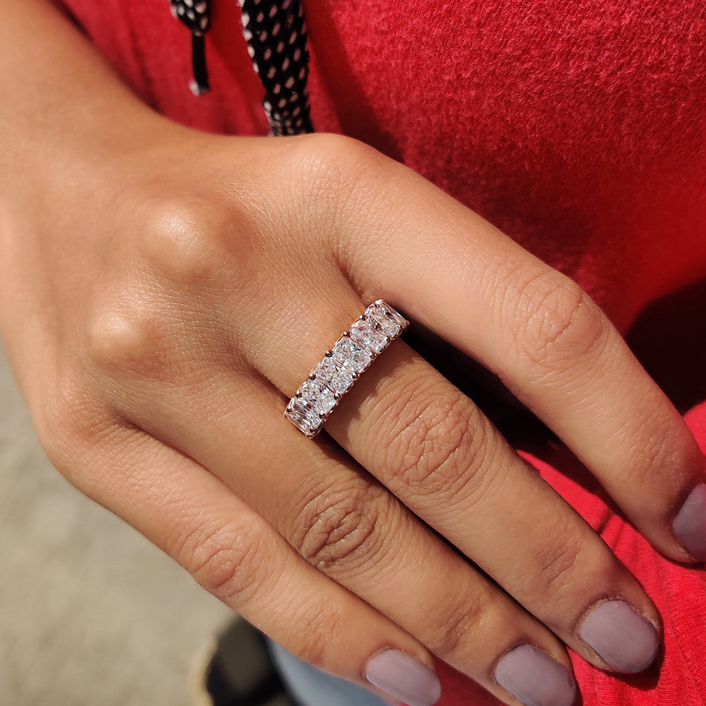 Rose Gold Radiant Cut Eternity Band