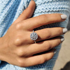 Round Halo Engagement Ring in 4 Prong Setting