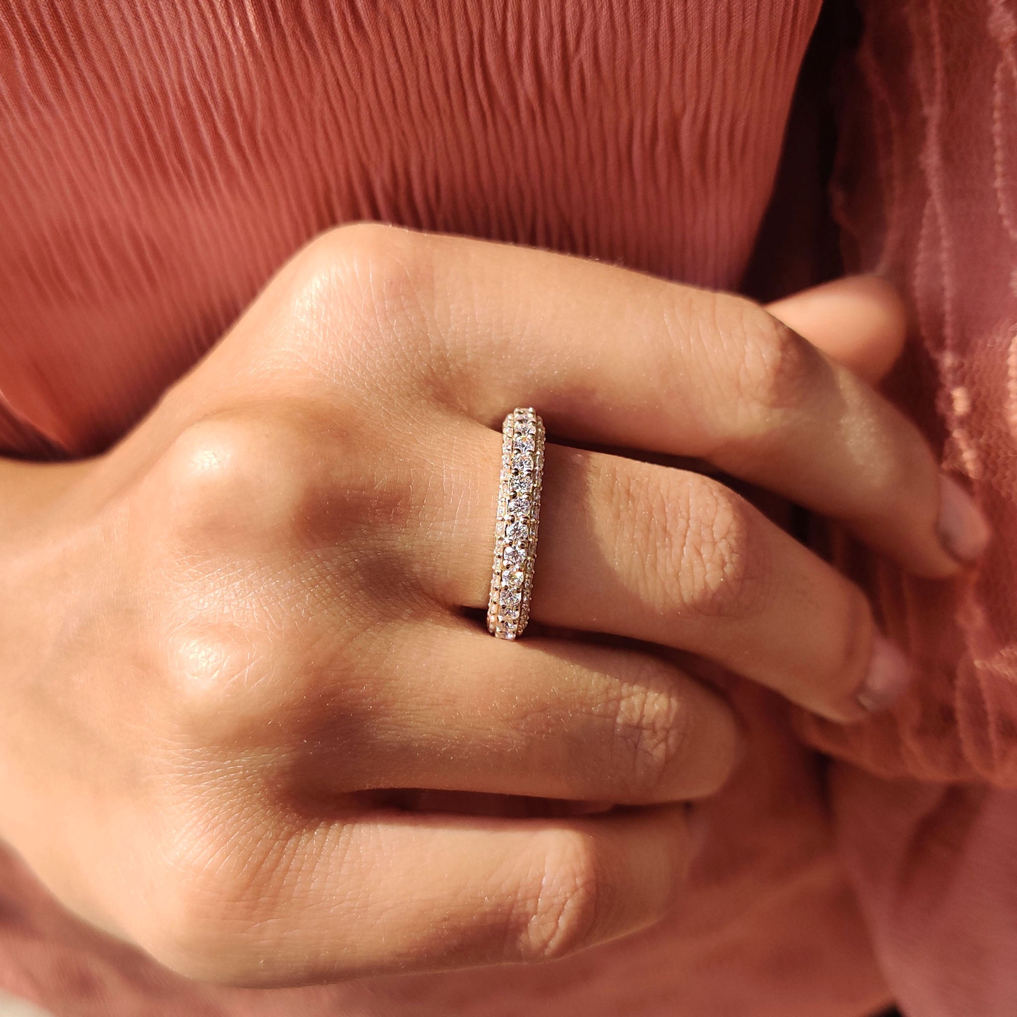 Three Row Diamond Band With Round Cut Main image