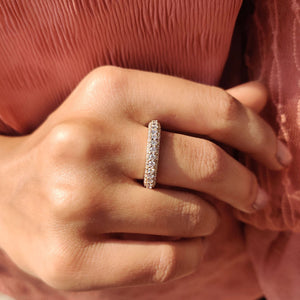 Three Row Diamond Band With Round Cut