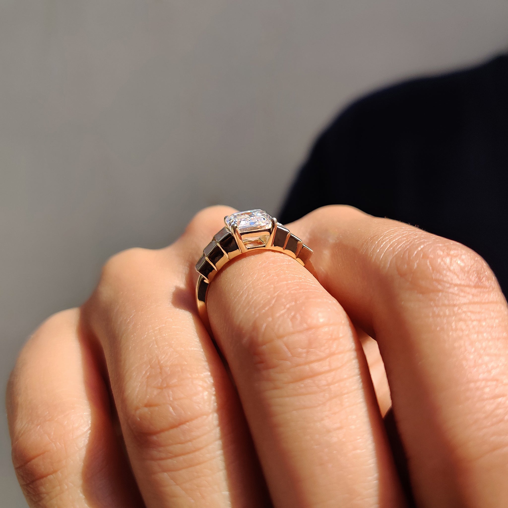 Emerald Engagement Ring With Baguette Side Stone