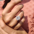 Cushion Cut Engagement Ring With Hidden Halo Setting