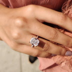 Cushion Cut Engagement Ring With Hidden Halo Setting