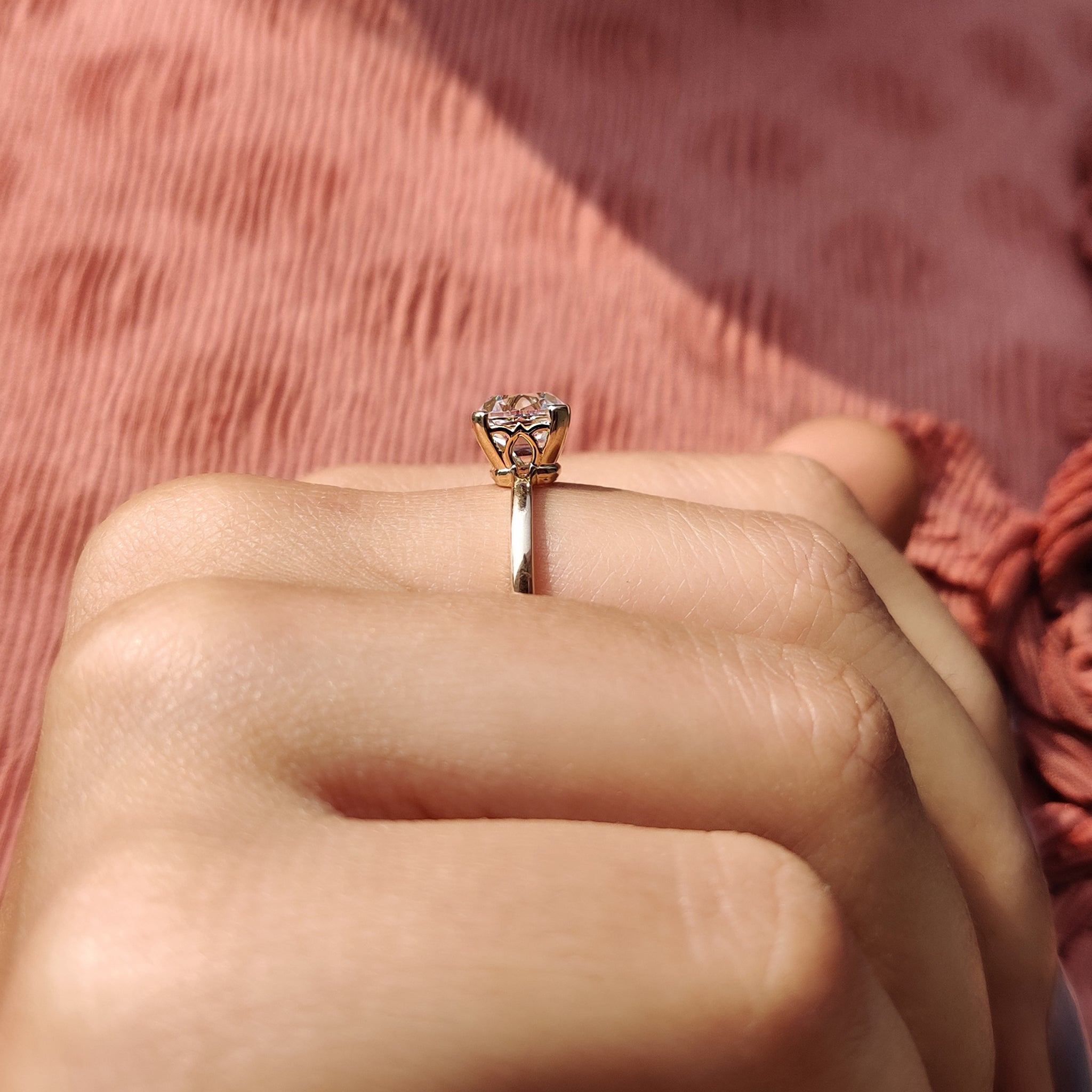 Cushion Old Mine Cut Solitaire Engagement Ring