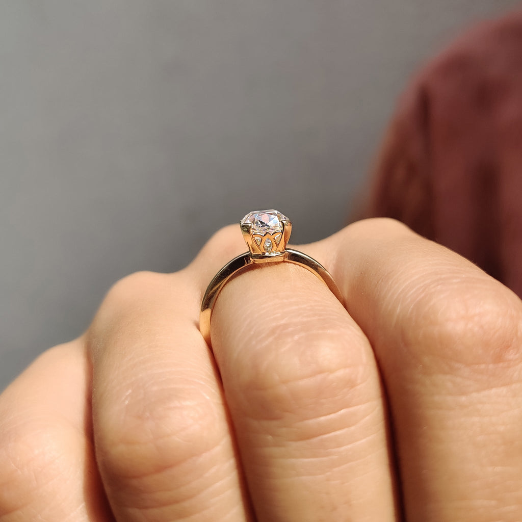 Cushion Old Mine Cut Solitaire Engagement Ring