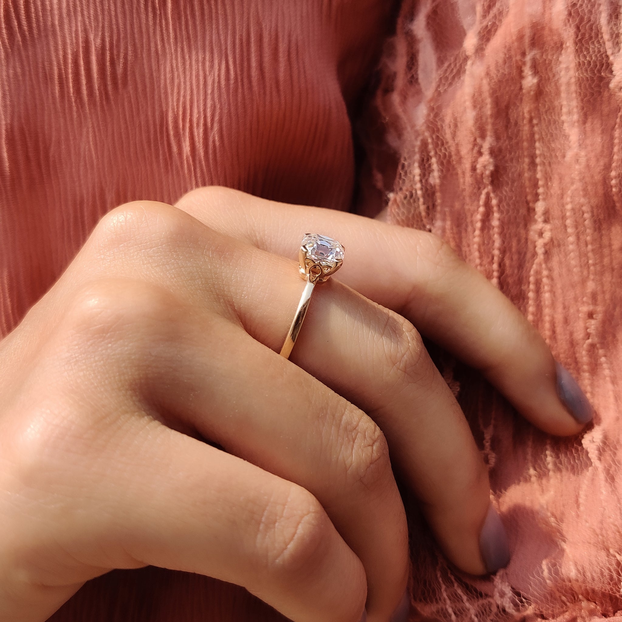 Cushion Old Mine Cut Solitaire Engagement Ring Secondary image