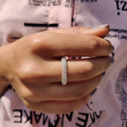 Round Cut Wedding Band  With Three Side Pave Setting