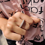 Round Cut Wedding Band  With Three Side Pave Setting