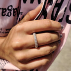Round Cut Wedding Band  With Three Side Pave Setting