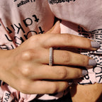 Round Cut Wedding Band  With Three Side Pave Setting