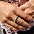 Round Cut Wedding Band  With Three Side Pave Setting