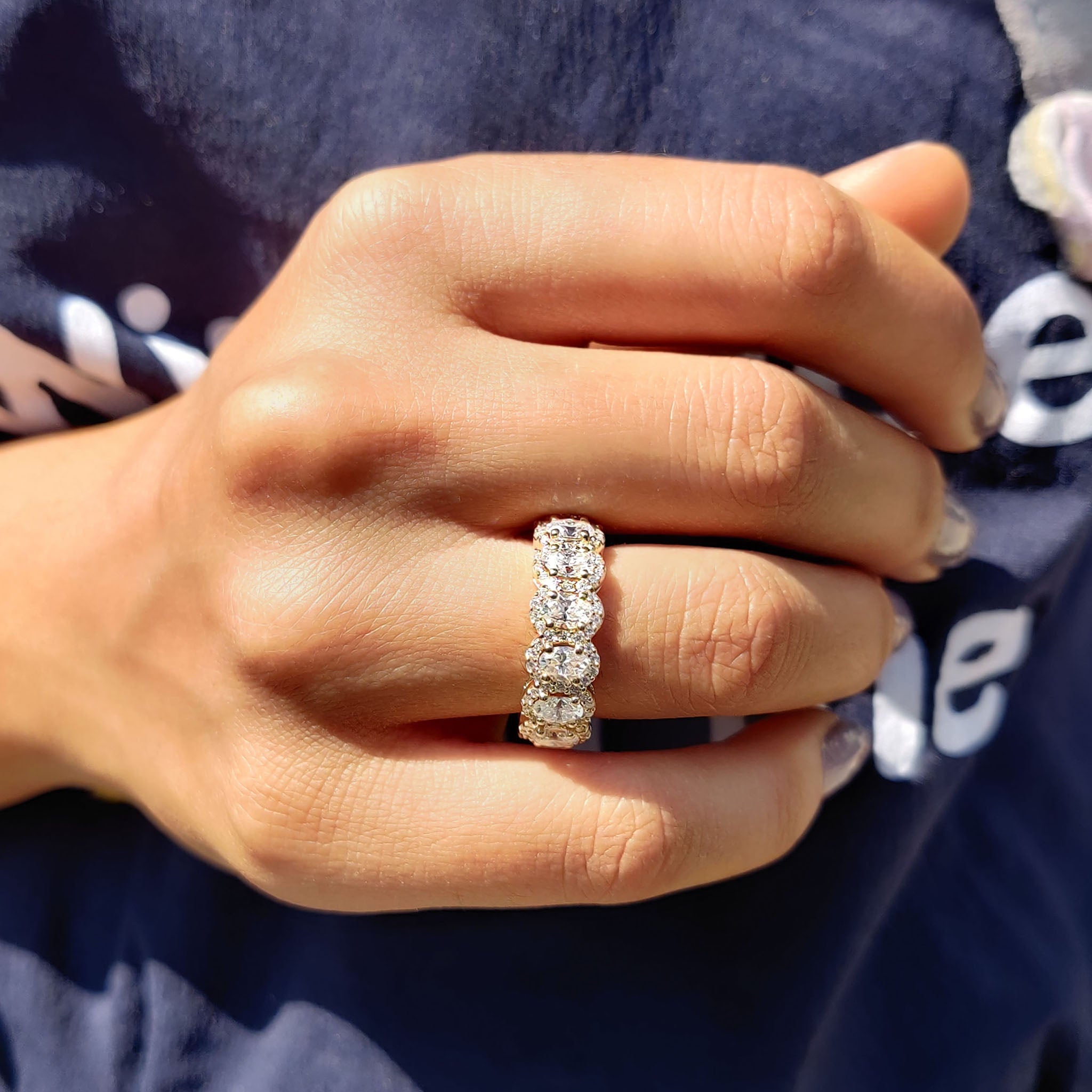 Oval Wedding Band With Halo Style
