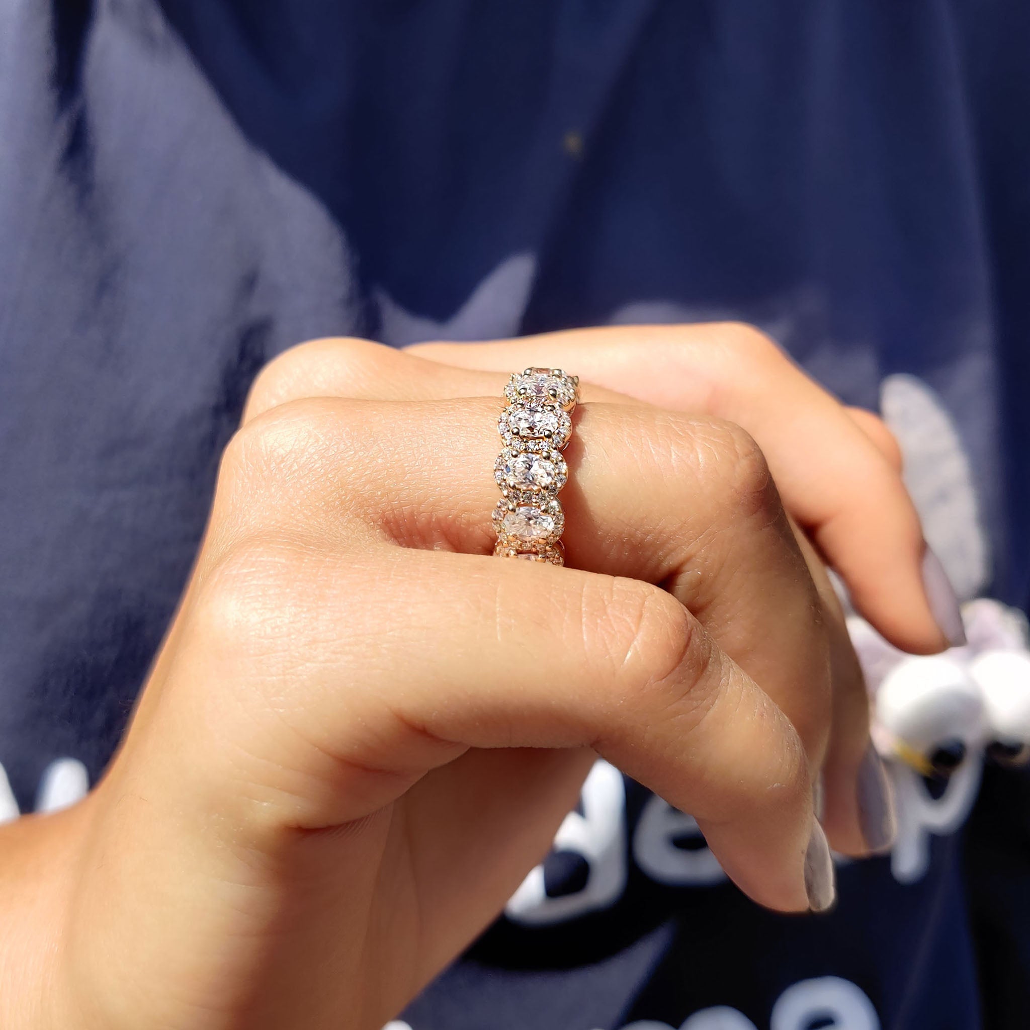 Oval Wedding Band With Halo Style