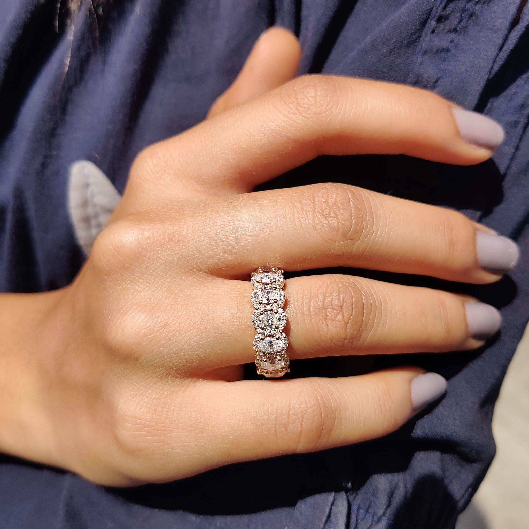 Oval Wedding Band With Halo Style