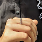 Black Baguette And Round Wedding Band In Full Eternity Style
