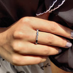 Black Baguette And Round Wedding Band In Full Eternity Style