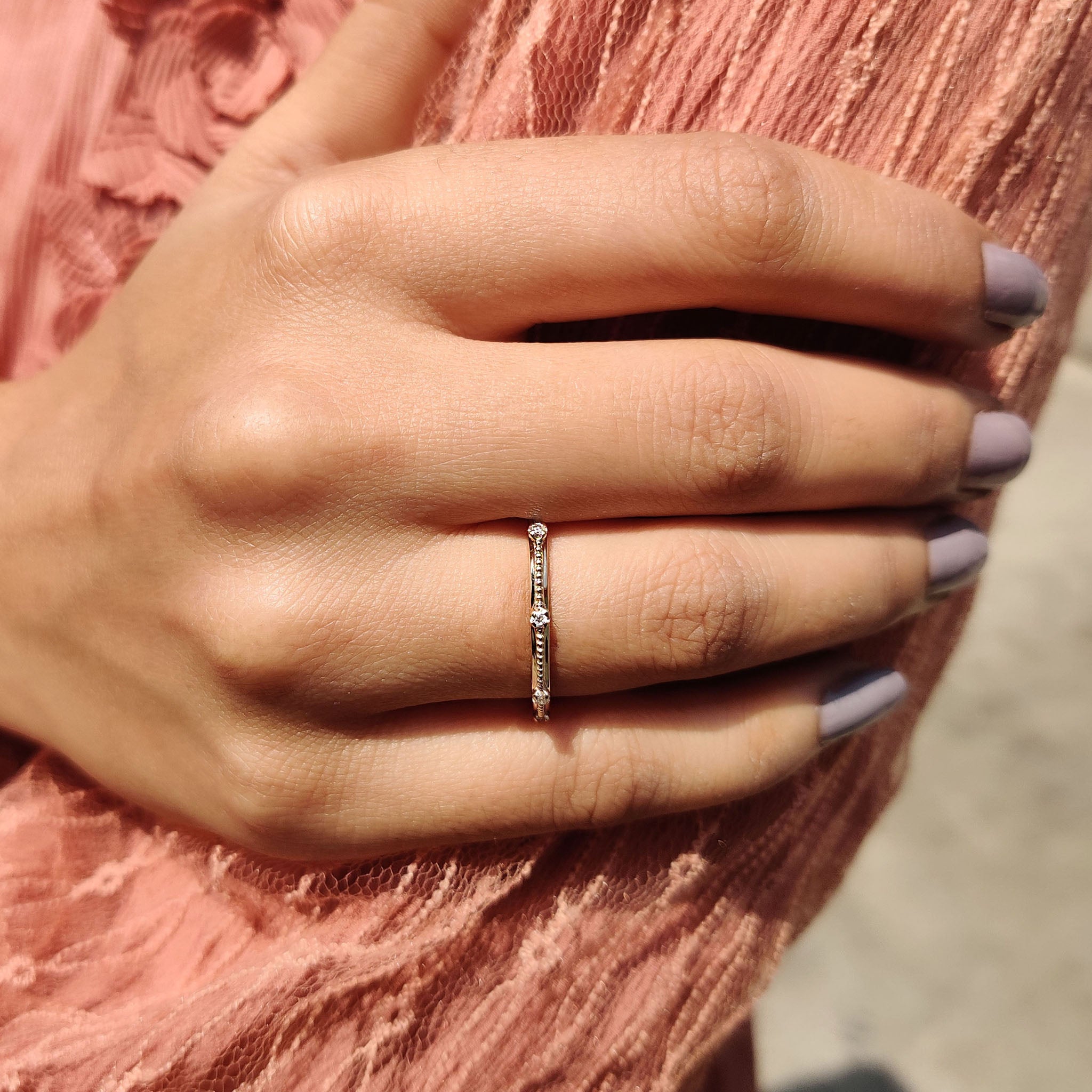 Round Wedding Band With Milgrain Setting