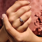 Tiara Wedding Band With Marquise and Round Moissanite