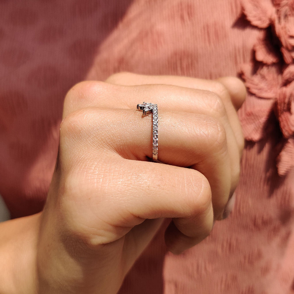 Tiara Wedding Band With Marquise and Round Moissanite