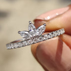 Tiara Wedding Band With Marquise and Round Moissanite