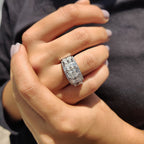 Radiant Cut Wedding Band In Three Row Pave Setting