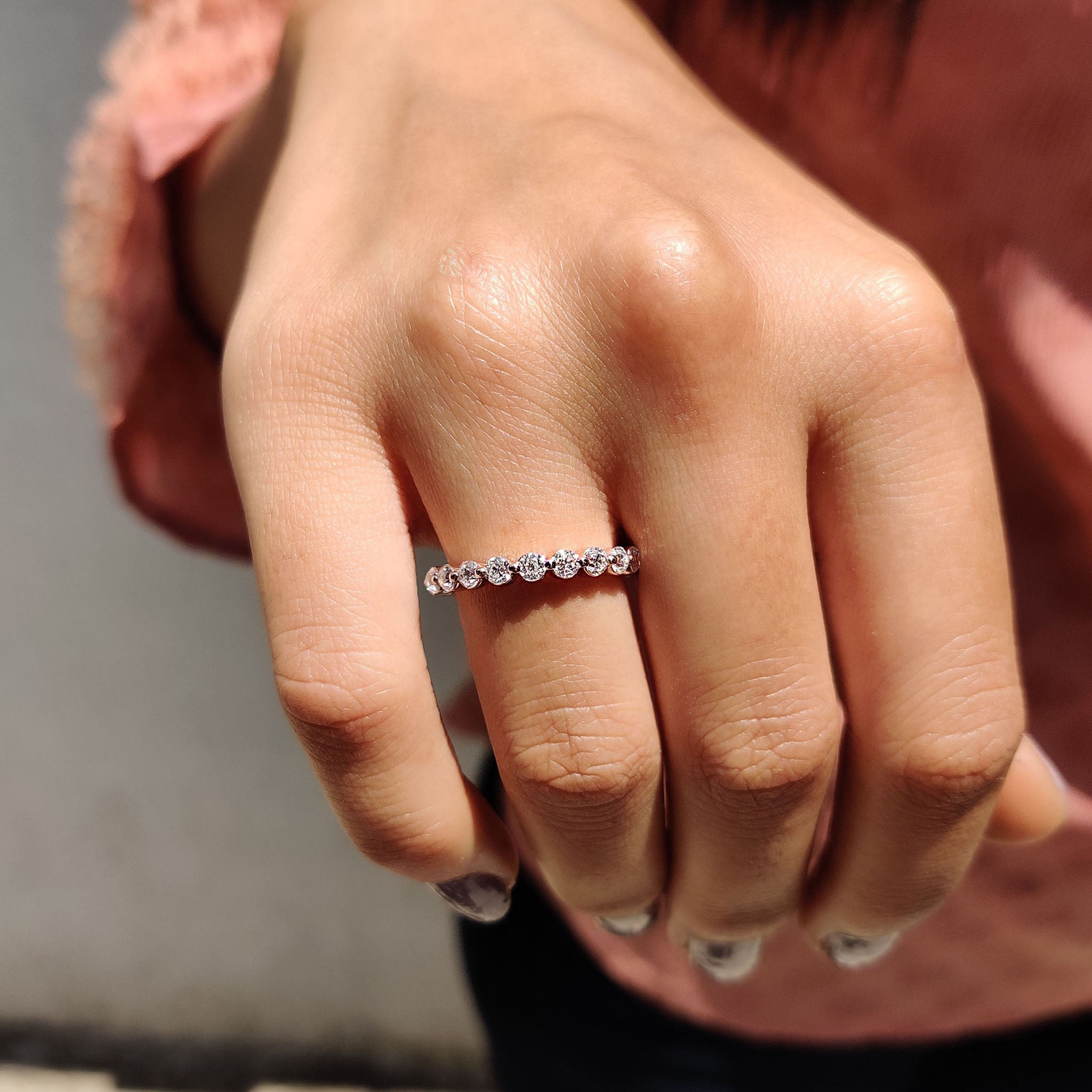 Round Old European Cut Band In 3/4 Eternity Style