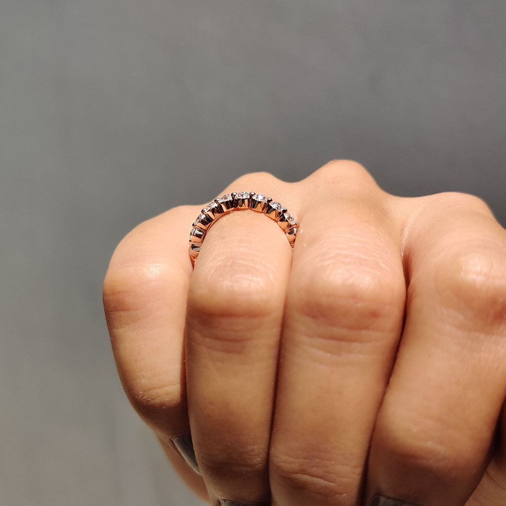 Round Old European Cut Band In 3/4 Eternity Style