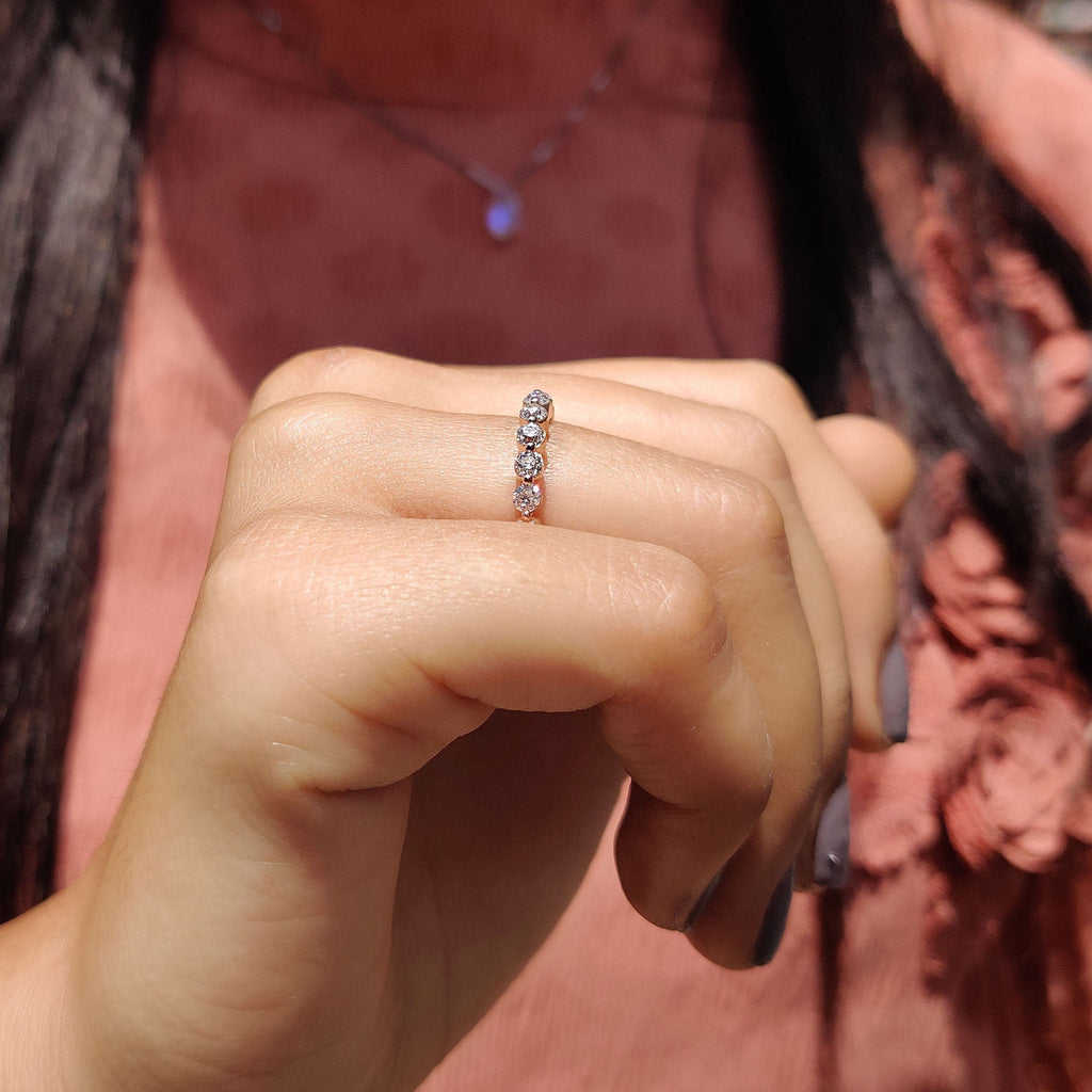 Round Old European Cut Band In 3/4 Eternity Style
