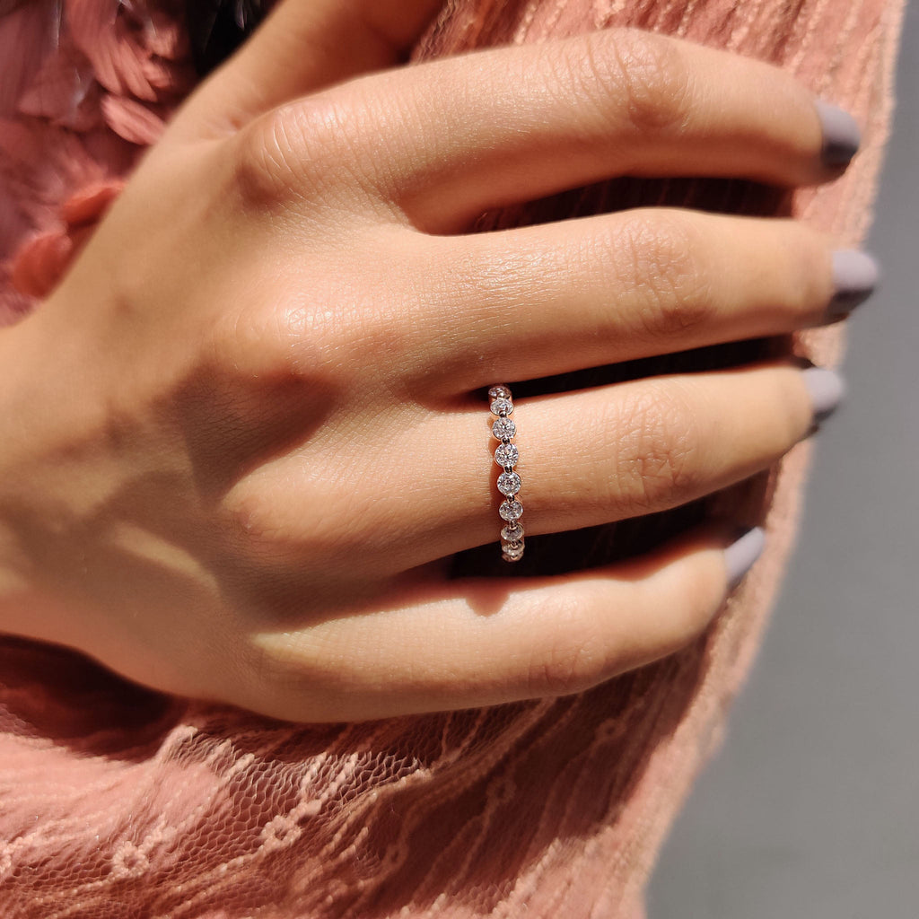 Round Old European Cut Band In 3/4 Eternity Style