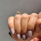 Yellow Oval Cut Engagement Ring With Pave Setting