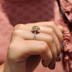 Yellow Oval Cut Engagement Ring With Pave Setting